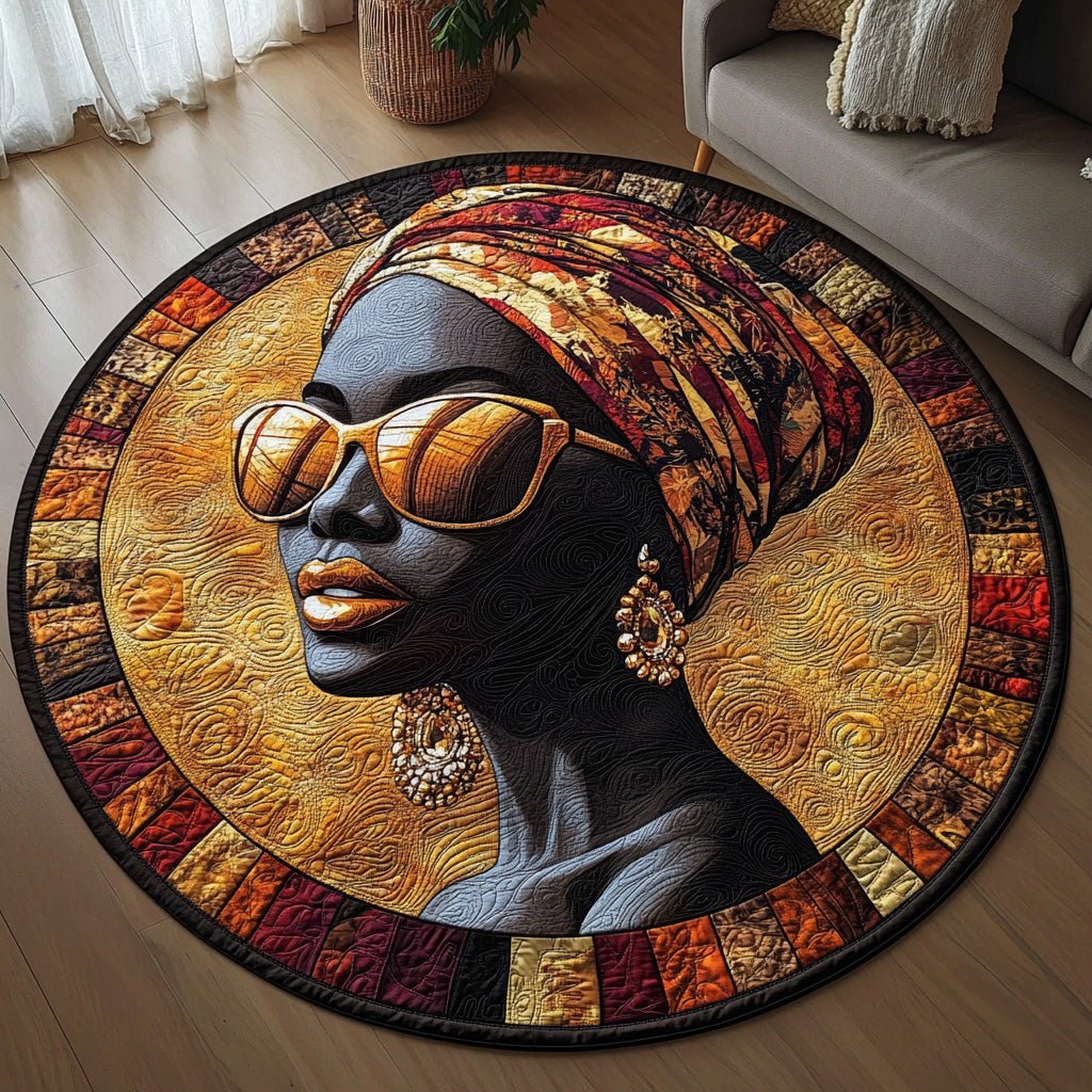 Luminous Lineage Round Mat Rug - washable non-slip printed rug