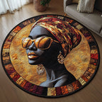 Luminous Lineage Round Mat Rug - washable non-slip printed rug