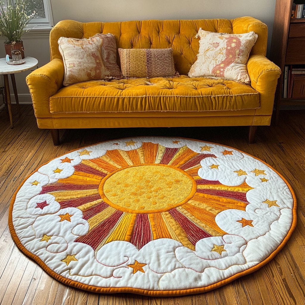 Luminous Shine Round Mat Rug - washable non-slip printed rug