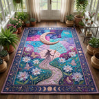 Lunar Blossom area rug in a living room