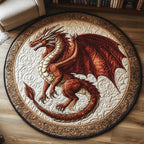 Lunar Dragon Round Mat Rug - washable non-slip printed rug