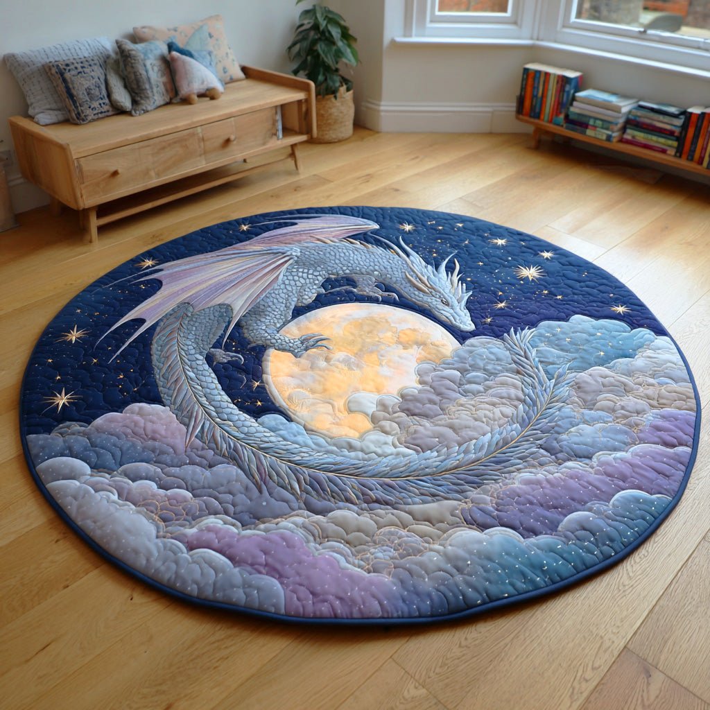 Lunar Embrace Round Mat Rug - washable non-slip printed rug