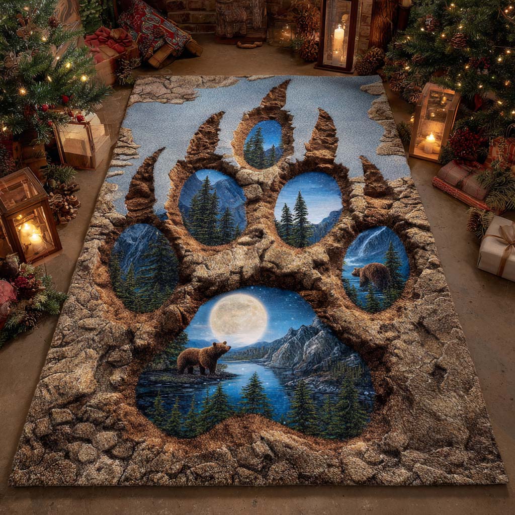 Lunar Tracks area rug in a living room