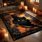 Lurking Cat Eyes area rug in a living room