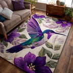 Lush Hummingbird area rug in a living room