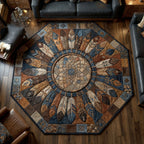Luxury Mandala Custom Shape Area Rug - Nature Design | Die-Cut Non-Slip Rug - washable non-slip printed rug