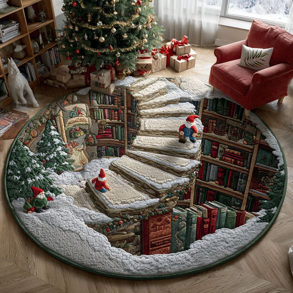 Magic Bookpath Round Mat Rug - washable non-slip printed rug