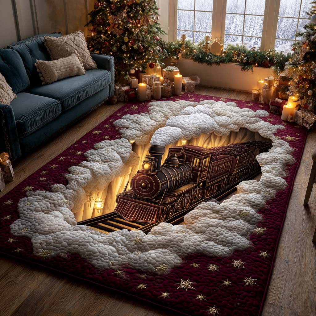 Magic Locomotive area rug in a living room