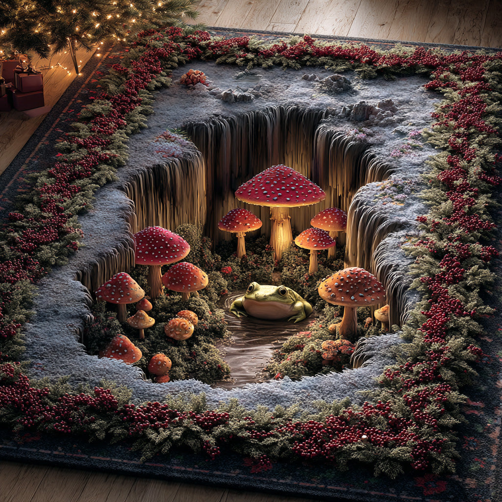 Magic Mushroom Hollow area rug in a living room