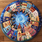 Magic Pathway Round Mat Rug - washable non-slip printed rug