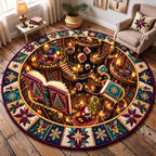 Magical Christmas Storybooks Round Mat Rug - Seasonal Design | Festive Home Decor - washable non-slip printed rug