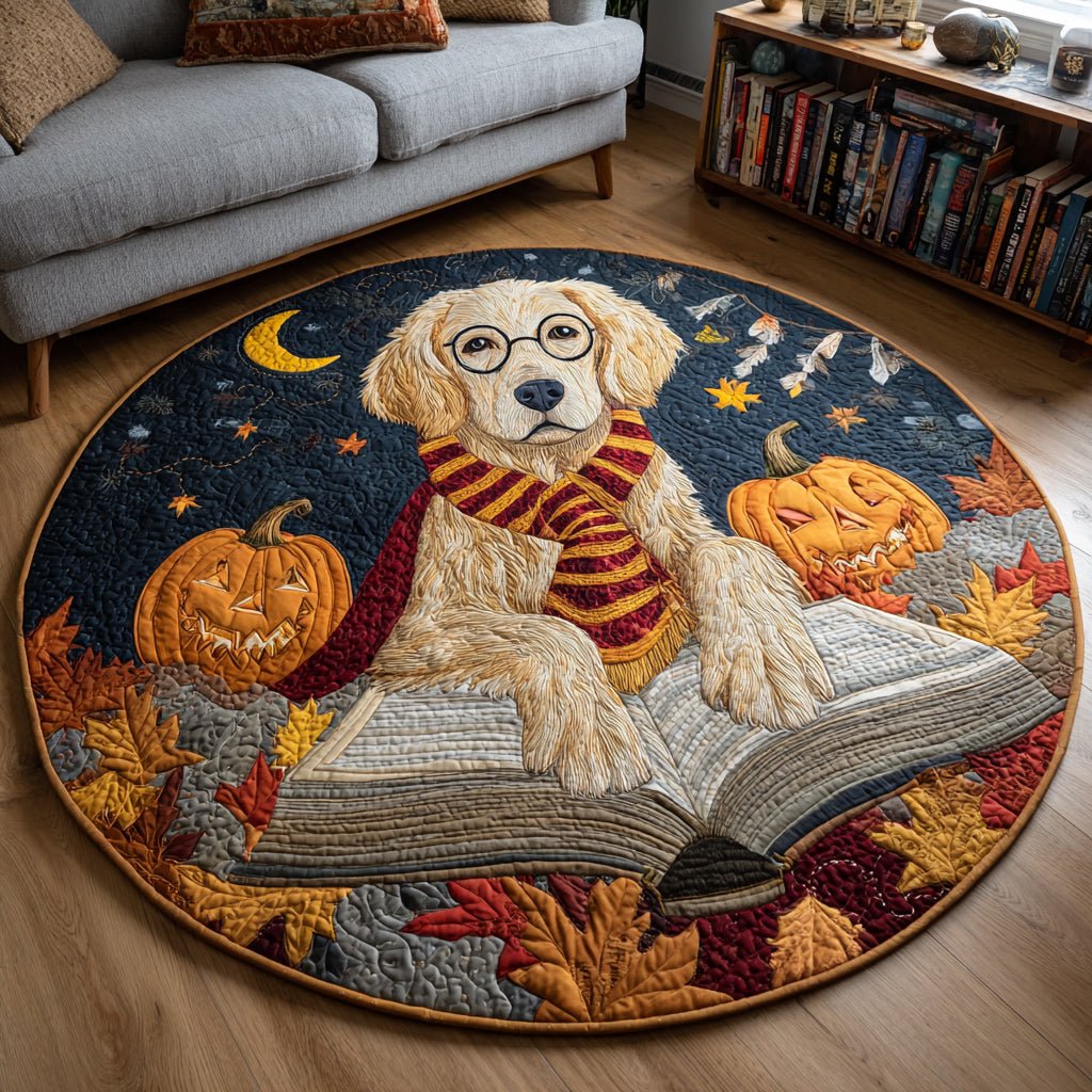 Magical Golden Retriever Round Mat Rug - washable non-slip printed rug