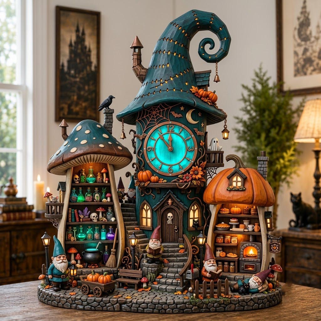 Magical Mushroom Gnome wooden block, laser-cut 3-layer wood