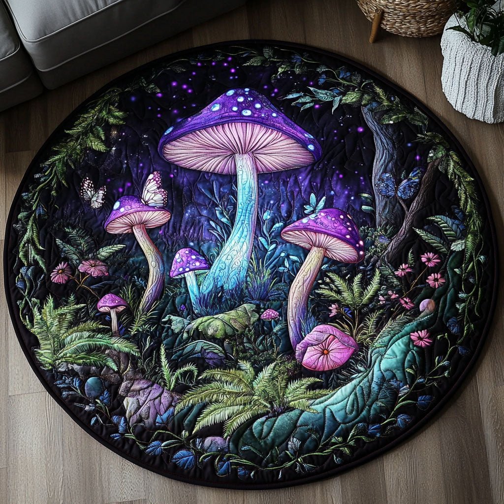 Magical Toadstool Wonderland Round Mat Rug - washable non-slip printed rug
