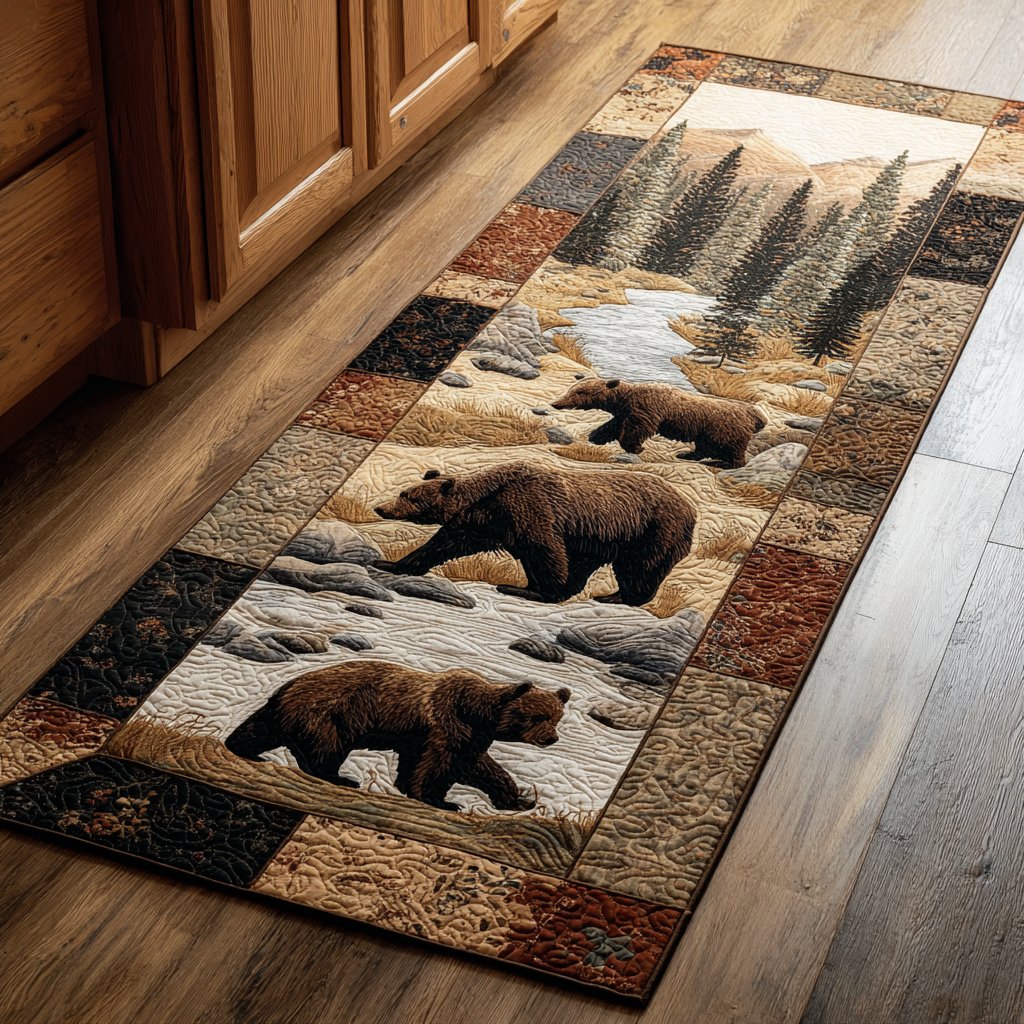 Majestic Bear Runner Carpet Runner Rug - Cute Pet Design | Animal Printed Runner Rug
