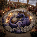 Majestic Cavern Dragon Round Mat Rug - washable non-slip printed rug