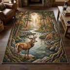 Majestic Deer area rug in a living room
