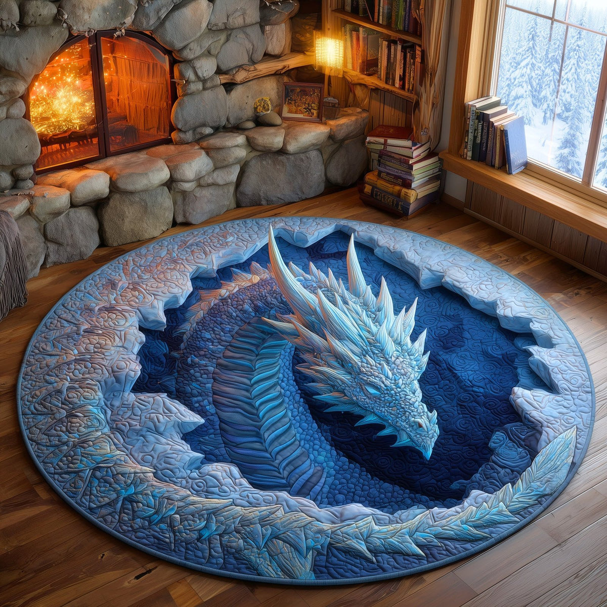 Majestic Dragon Round Mat Rug - washable non-slip printed rug