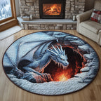 Majestic Dragon (Design 6) Round Mat Rug - washable non-slip printed rug