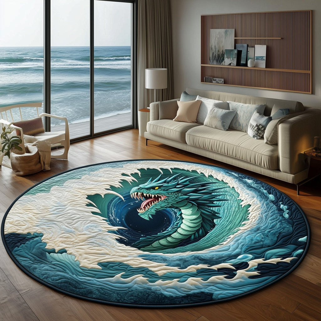 Majestic Dragon Round Mat Rug - Nature Design | Serene Home Decor