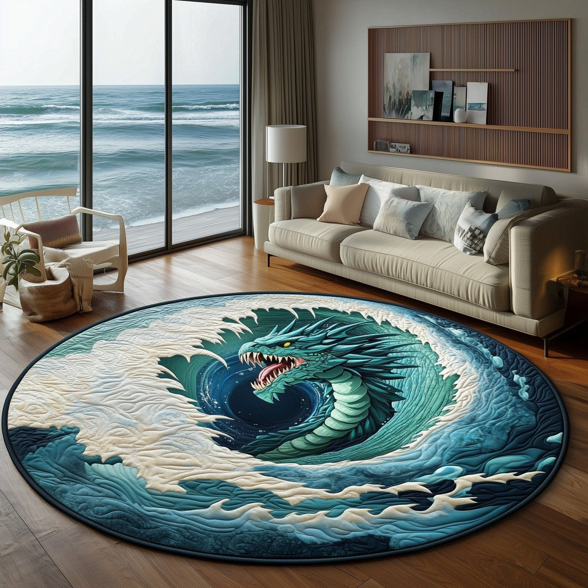 Majestic Dragon Round Mat Rug - Nature Design | Serene Home Decor