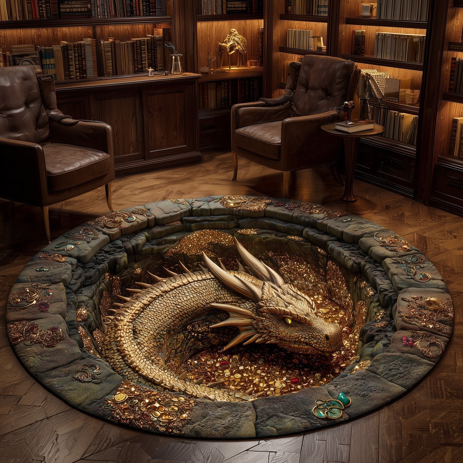 Majestic Dragon Round Mat Rug - Nature Design | Serene Home Decor
