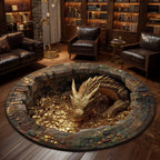 Majestic Dragon (Design 2) Round Mat Rug - washable non-slip printed rug