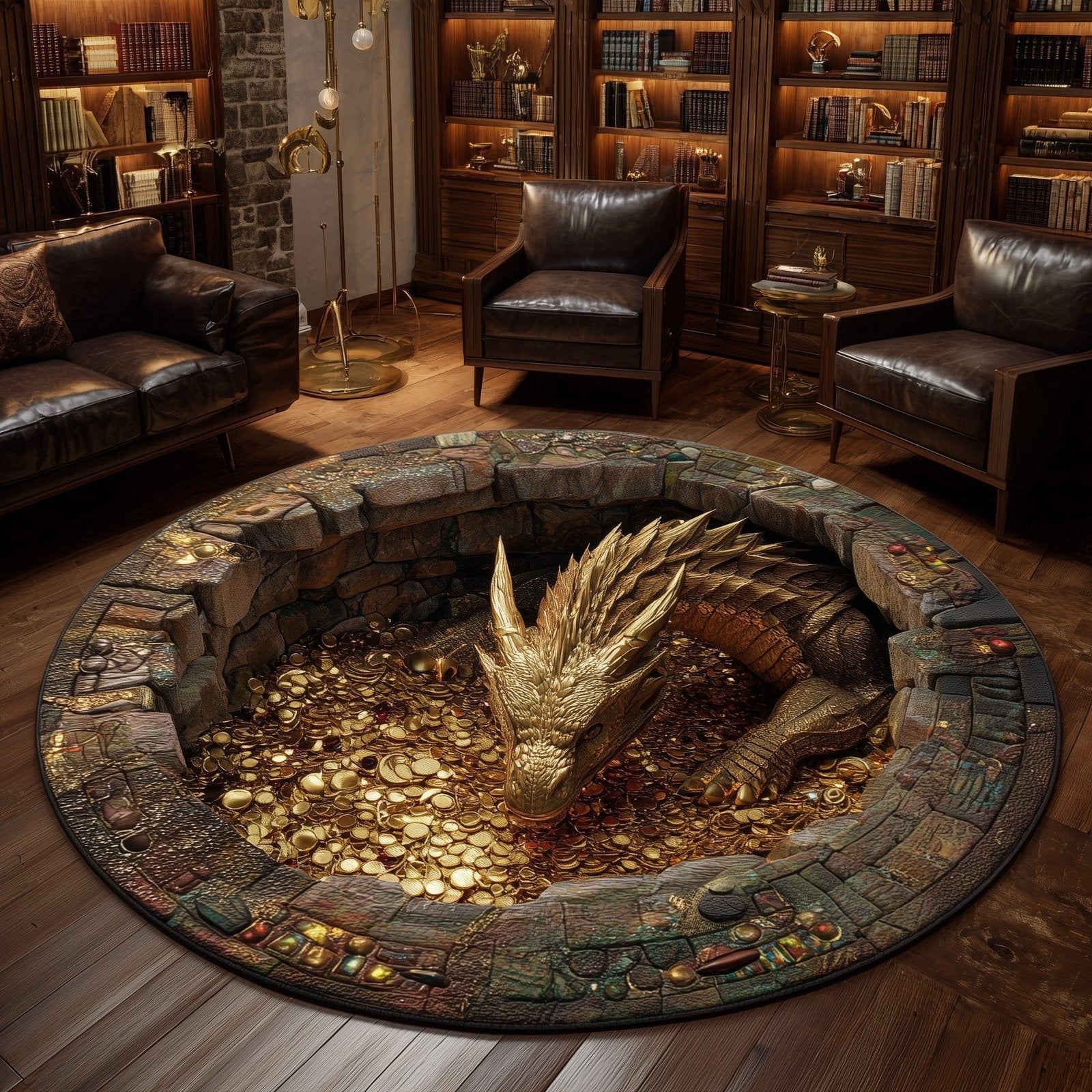 Majestic Dragon Round Mat Rug - Nature Design | Serene Home Decor