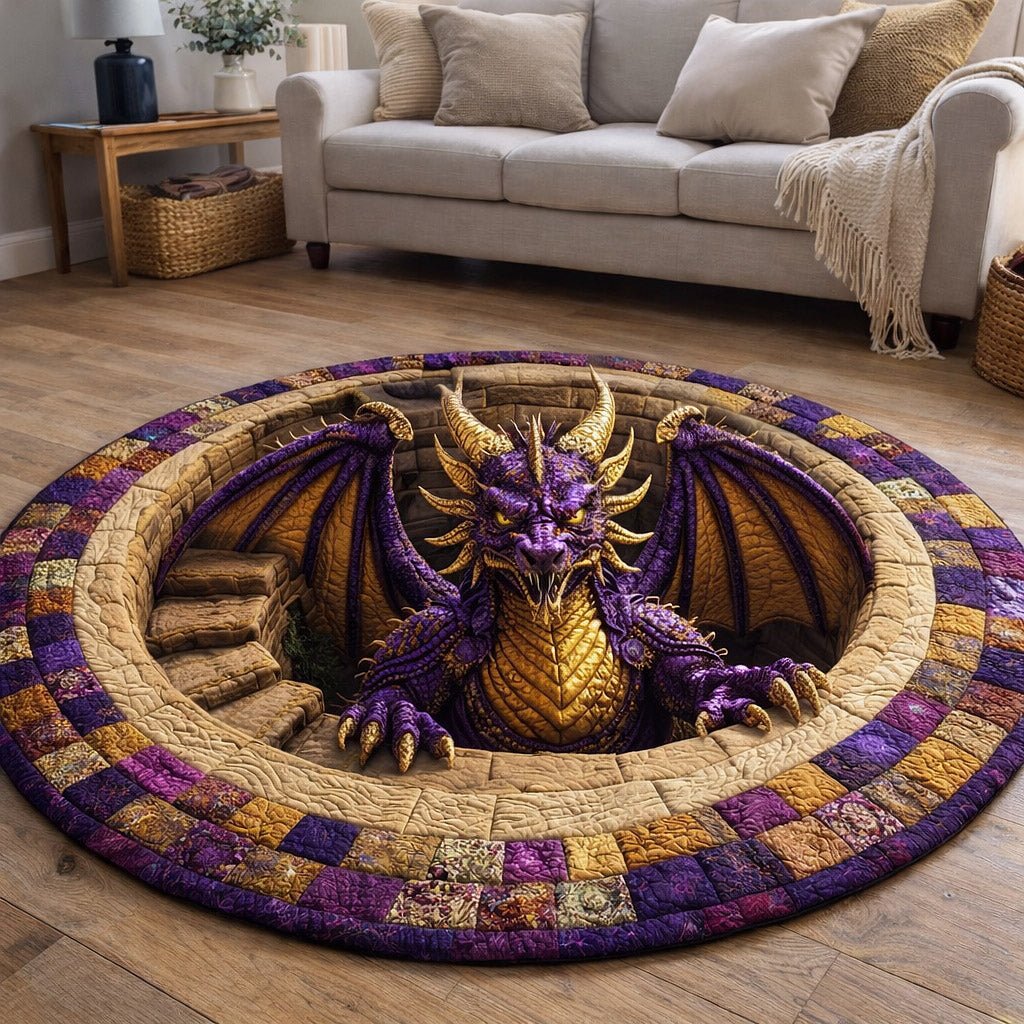 Majestic Dragon (Design 15) Round Mat Rug - washable non-slip printed rug