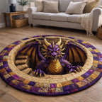 Majestic Dragon (Design 15) Round Mat Rug - washable non-slip printed rug