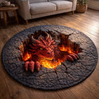Majestic Dragon (Design 14) Round Mat Rug - washable non-slip printed rug