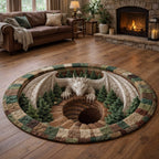 Majestic Dragon (Design 12) Round Mat Rug - washable non-slip printed rug