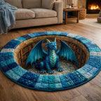 Majestic Dragon (Design 13) Round Mat Rug - washable non-slip printed rug