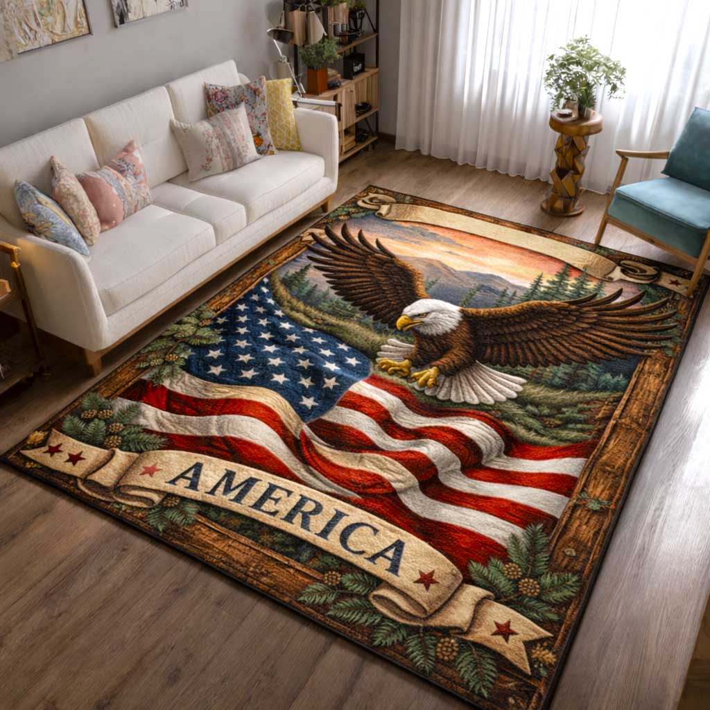 Majestic Eagle area rug in a living room