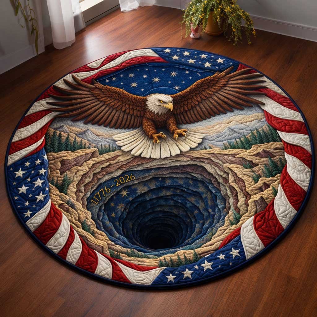 Majestic Eagle Round Mat Rug - washable non-slip printed rug