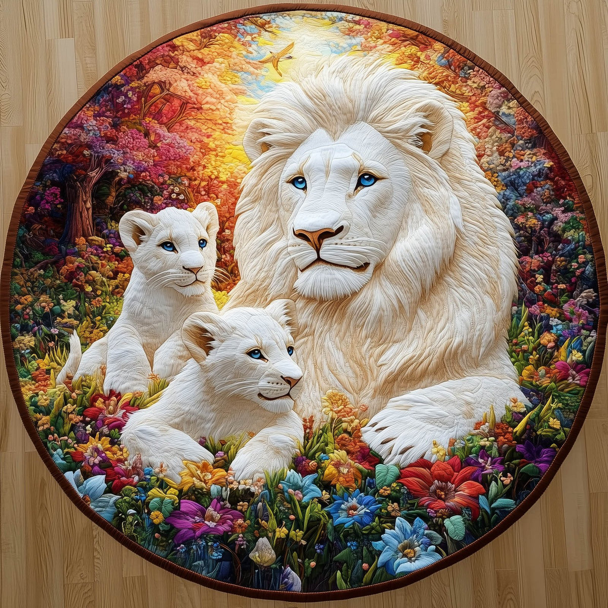 Majestic Family Round Mat Rug - washable non-slip printed rug