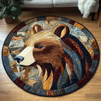 Majestic Grizzly Round Mat Rug - washable non-slip printed rug