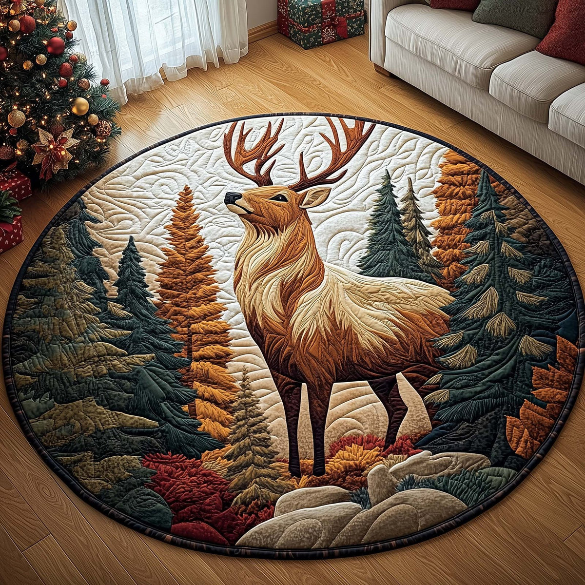 Majestic Guardian Round Mat Rug - washable non-slip printed rug