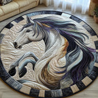 Majestic Horse Round Mat Rug - washable non-slip printed rug