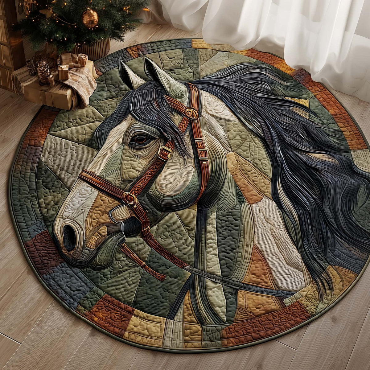Majestic Horse Round Mat Rug - Cute Pet Design | Animal Printed Home Decor