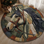 Majestic Horse Round Mat Rug - Cute Pet Design | Animal Printed Home Decor