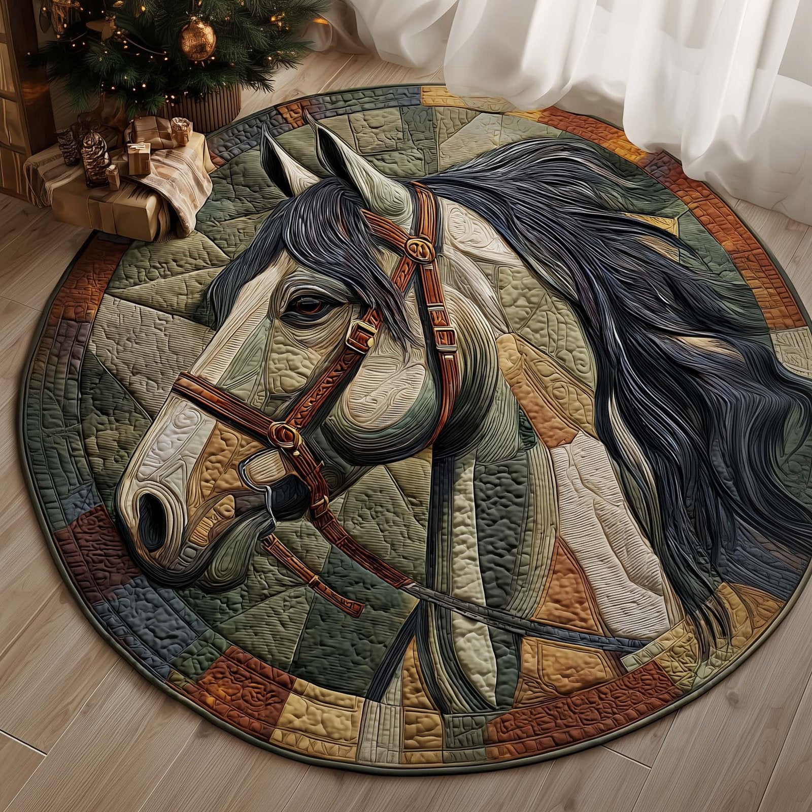 Majestic Horse Round Mat Rug - Cute Pet Design | Animal Printed Home Decor