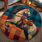 Majestic Horse Round Mat Rug - washable non-slip printed rug
