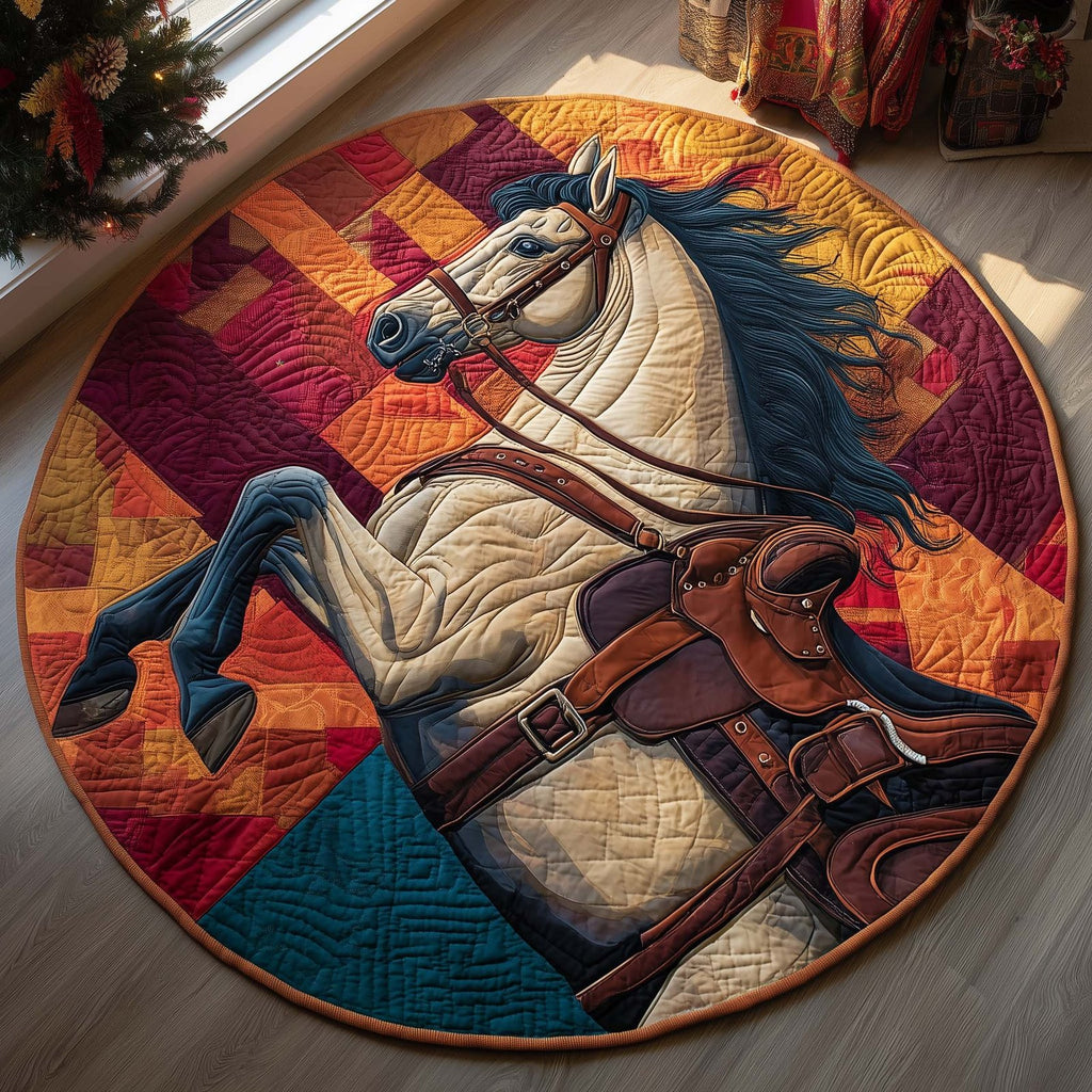 Majestic Horse Round Mat Rug - Cute Pet Design | Animal Printed Home Decor