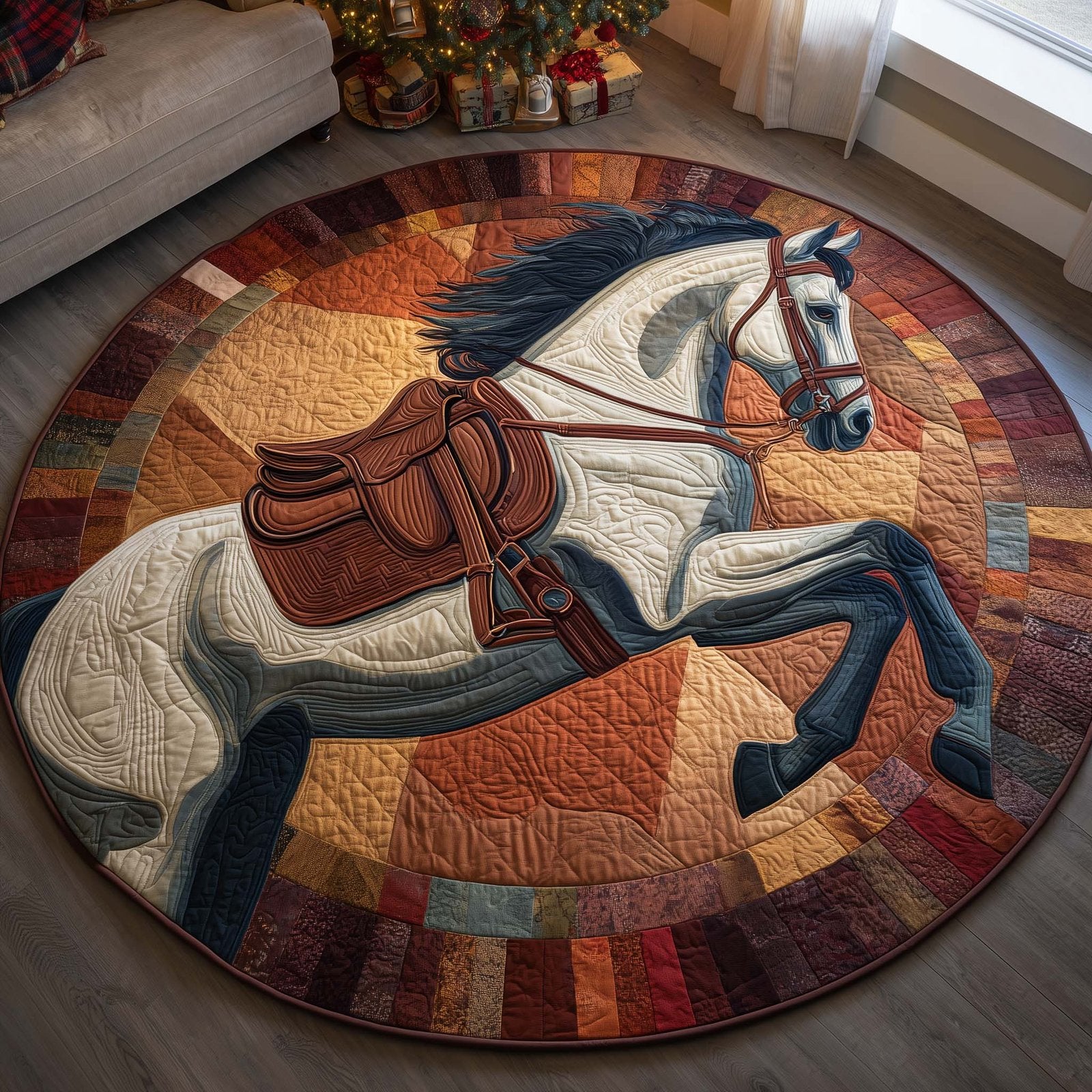 Majestic Horse Round Mat Rug - Cute Pet Design | Animal Printed Home Decor