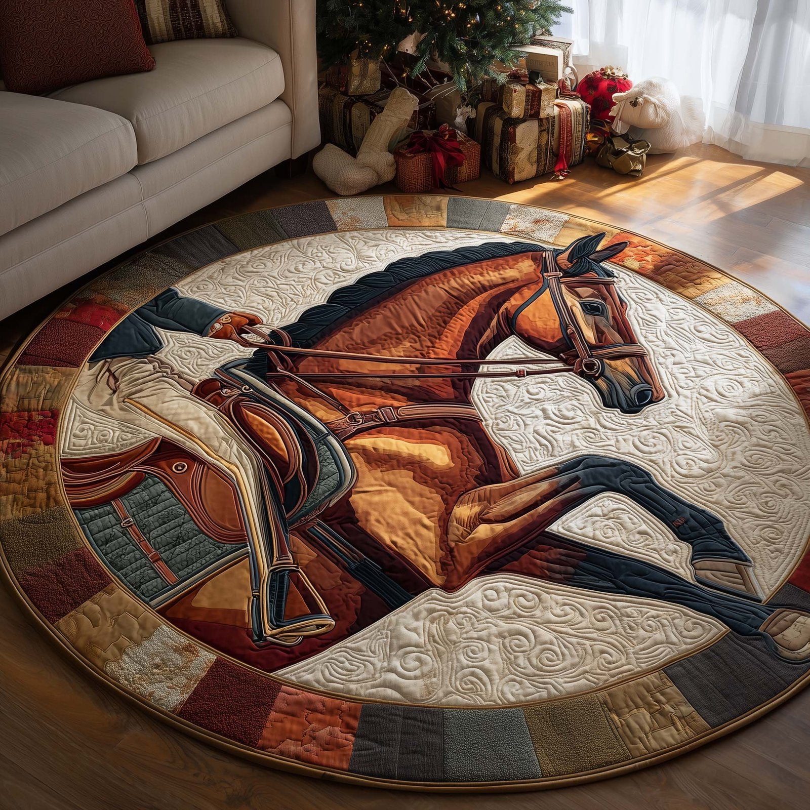 Majestic Horse Round Mat Rug - Cute Pet Design | Animal Printed Home Decor