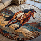 Majestic Horse Round Mat Rug - washable non-slip printed rug