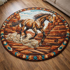 Majestic Horse Round Mat Rug - Cute Pet Design | Animal Printed Home Decor