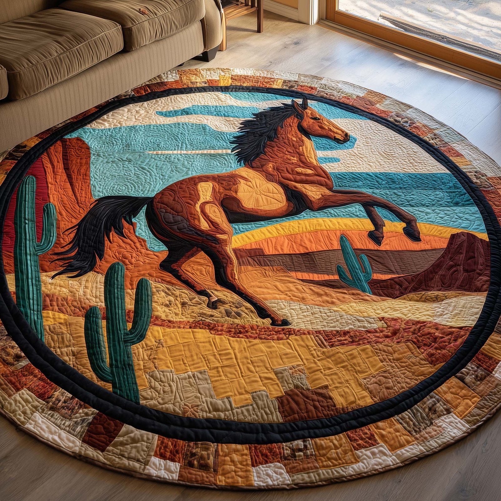 Majestic Horse Round Mat Rug - Cute Pet Design | Animal Printed Home Decor