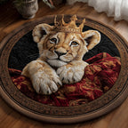 Majestic King Round Mat Rug - washable non-slip printed rug